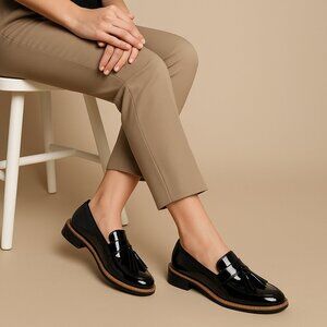 Franco Sarto Black Patent Tassel Loafers